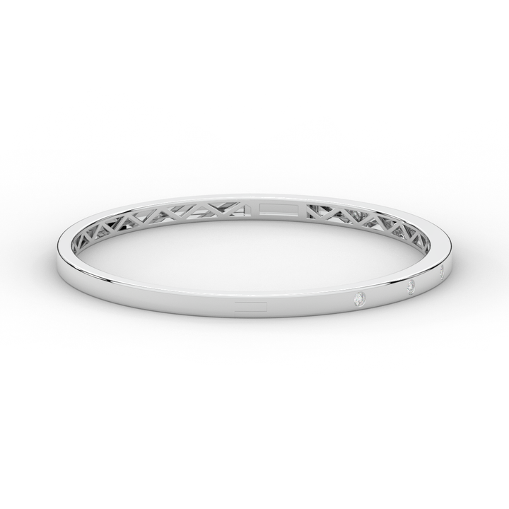 0.15CT.TW ROUND LAB BEZEL SET DIAMOND BANGLE - Nazarelle
