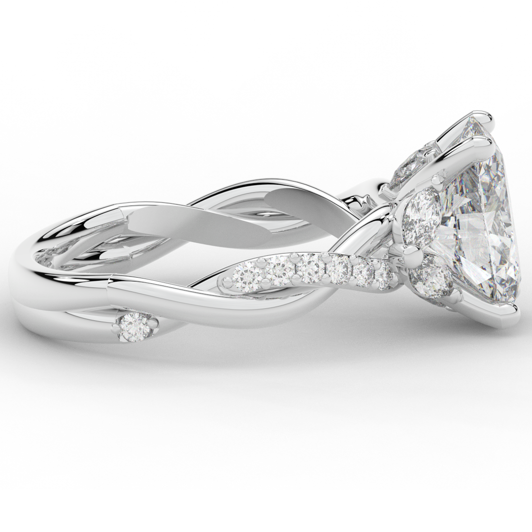 2.40CT.TW OVAL LAB DIAMOND TWIST ENGAGEMENT RING - Nazarelle