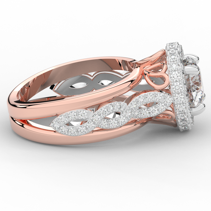 2.85CT.TW ROUND LAB DIAMOND HALO TWO TONE ENGAGEMENT RING - Nazarelle