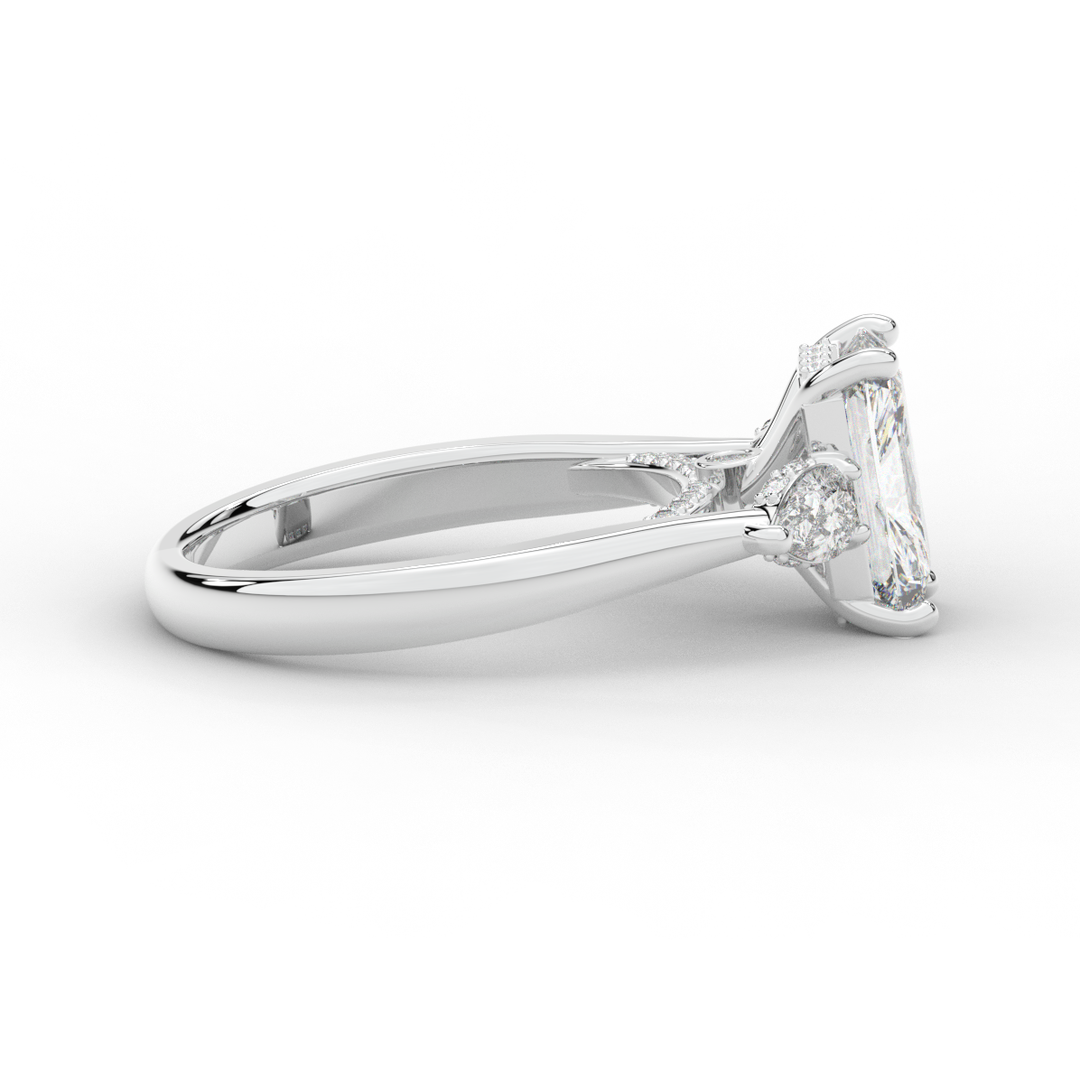 2.40CT.TW RADIANT LAB DIAMOND 3 STONE ENGAGEMENT RING - Nazarelle
