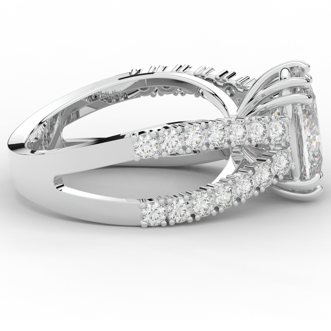 3.75CT.TW CUSHION LAB DIAMOND SPLIT BAND ENGAGEMENT RING - Nazarelle