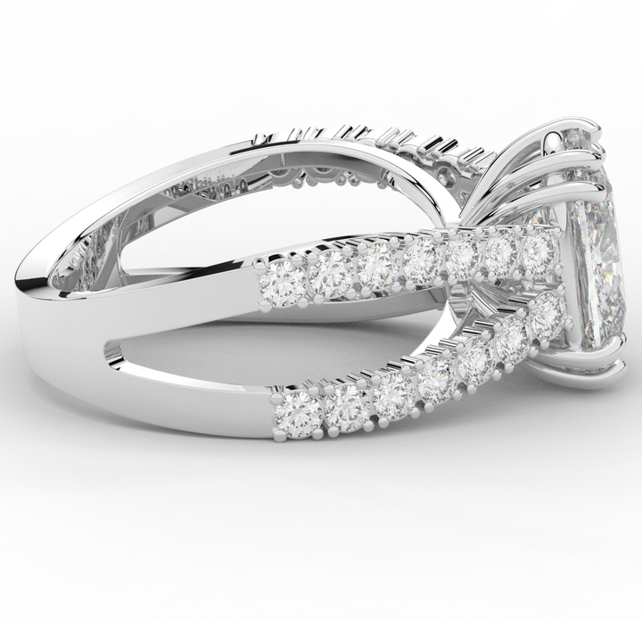 3.75CT.TW CUSHION LAB DIAMOND SPLIT BAND ENGAGEMENT RING - Nazarelle