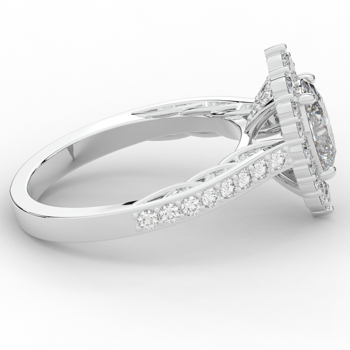 1.75CT.TW OVAL LAB DIAMOND HALO ENGAGEMENT RING - Nazarelle