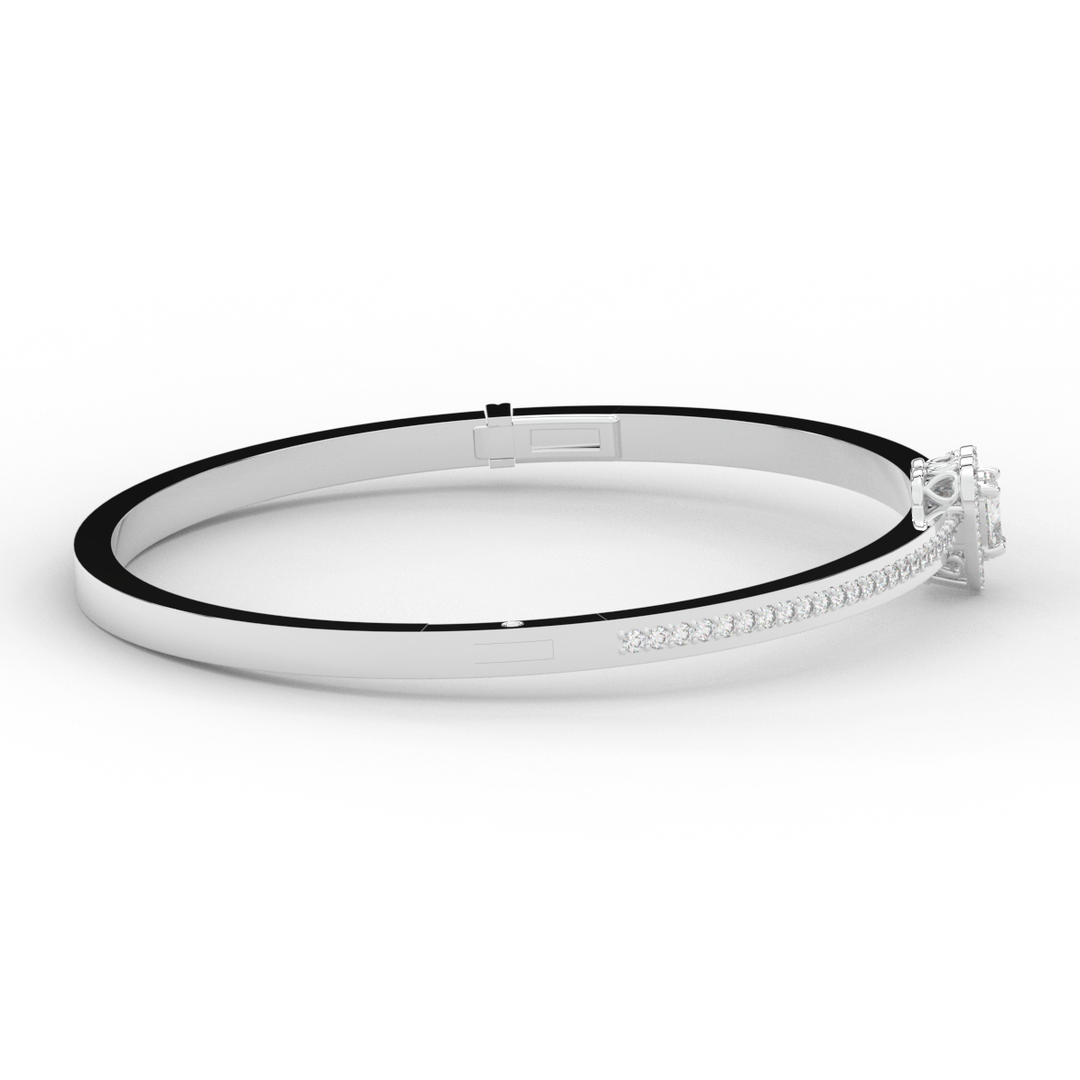 1.65CT.TW HEART AND ROUND LAB DIAMOND  BANGLE - Nazarelle