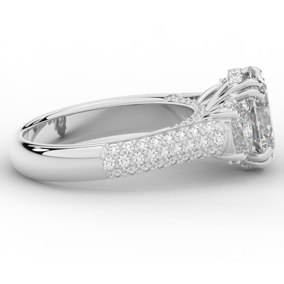 3.70CT.TW OVAL LAB DIAMOND 3 STONE ENGAGEMENT RING - Nazarelle