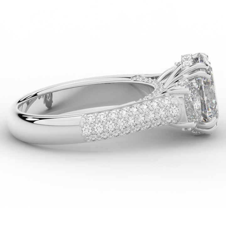 3.70CT.TW OVAL LAB DIAMOND 3 STONE ENGAGEMENT RING - Nazarelle
