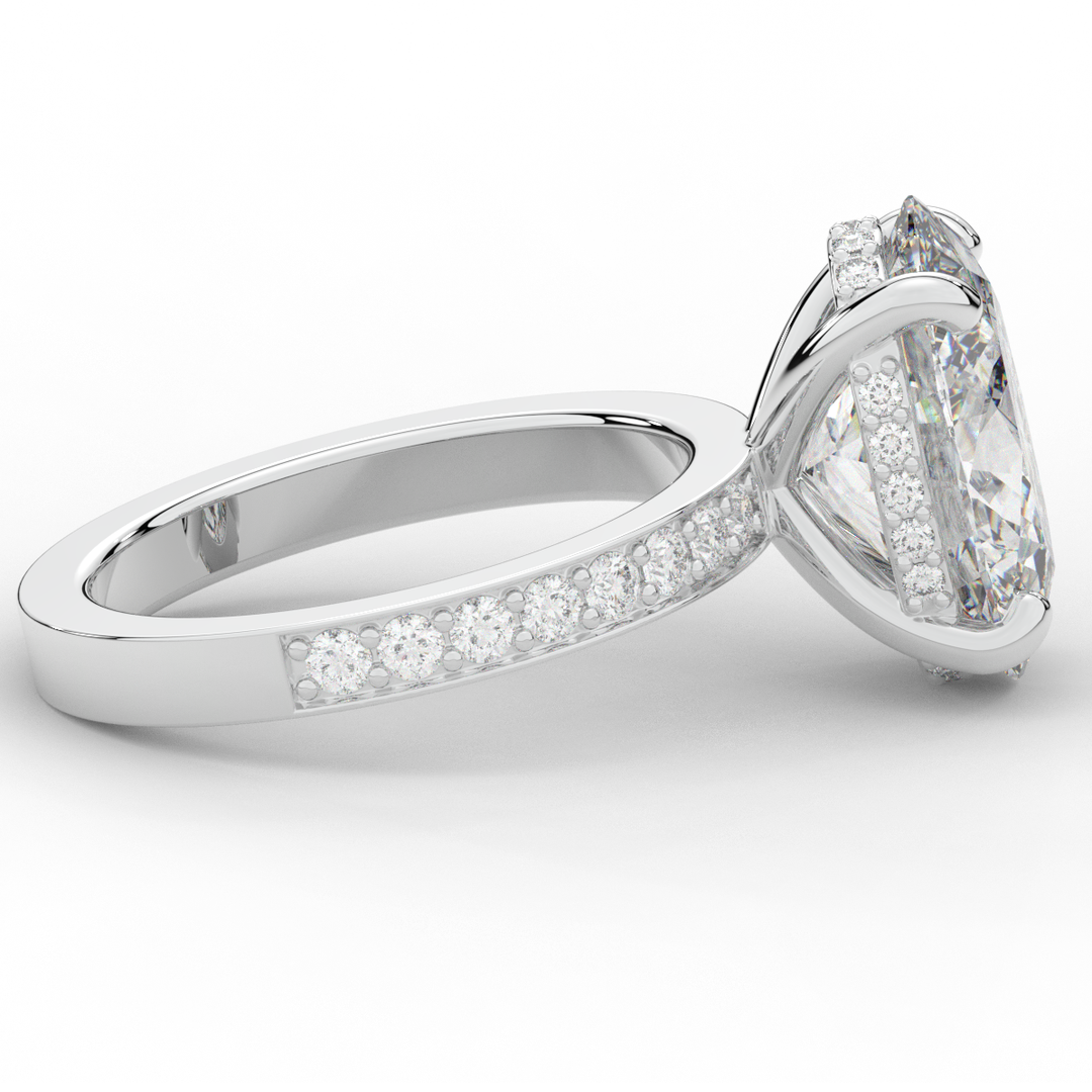 4.30CT.TW OVAL LAB DIAMOND BAND ENGAGEMENT RING - Nazarelle