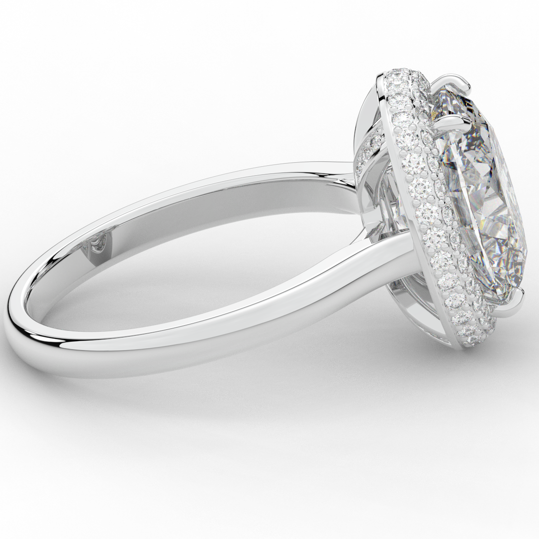 4.40CT.TW OVAL LAB DIAMOND HALO ENGAGEMENT RING - Nazarelle
