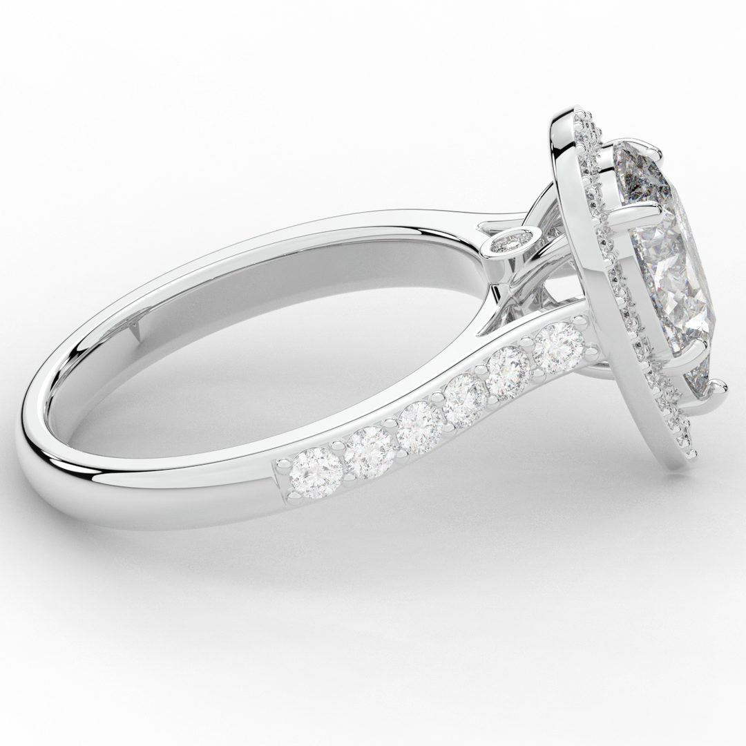 2.50CT.TW PEAR LAB DIAMOND HALO ENGAGEMENT RING - Nazarelle