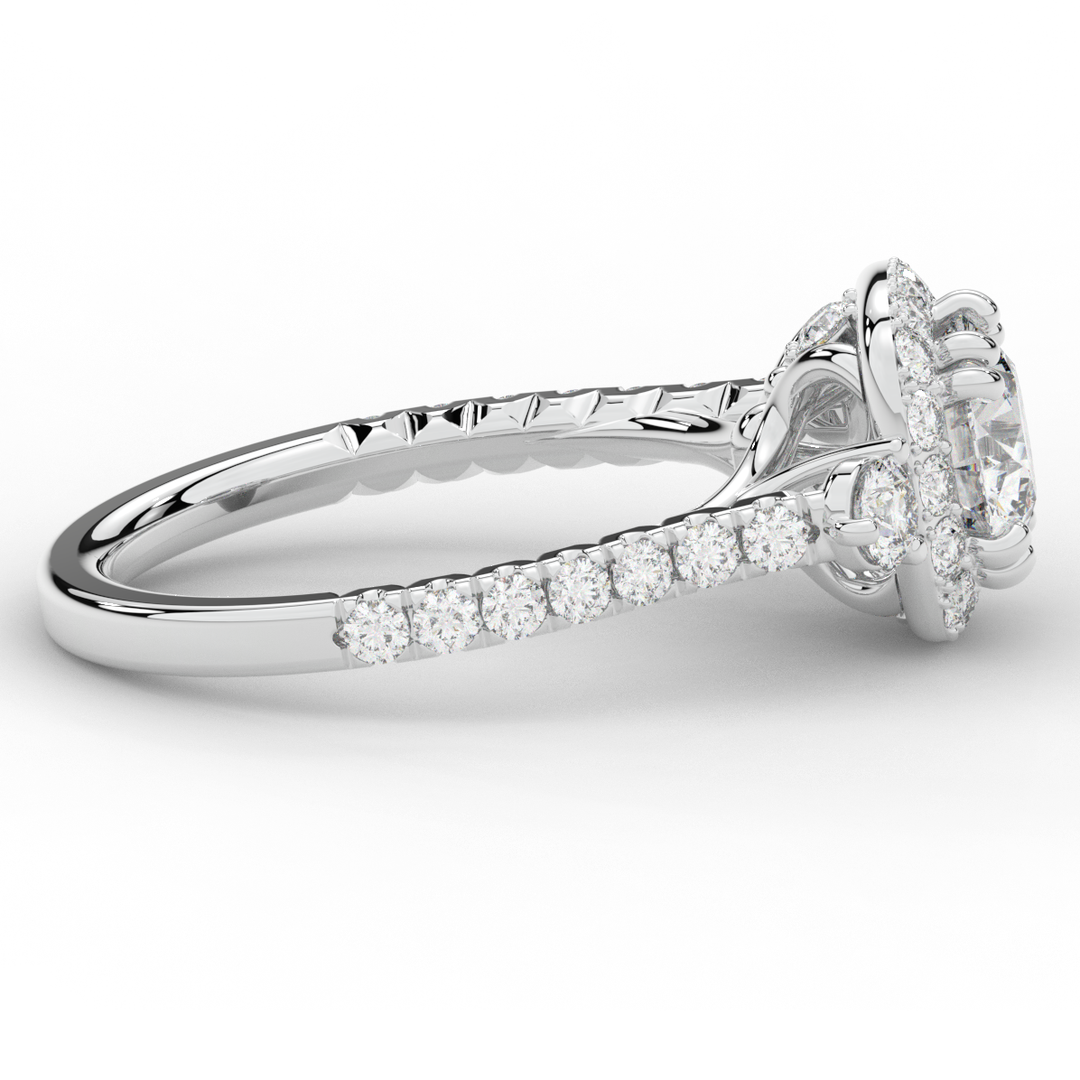 1.75CT.TW ROUND LAB DIAMOND HALO ENGAGEMENT RING - Nazarelle