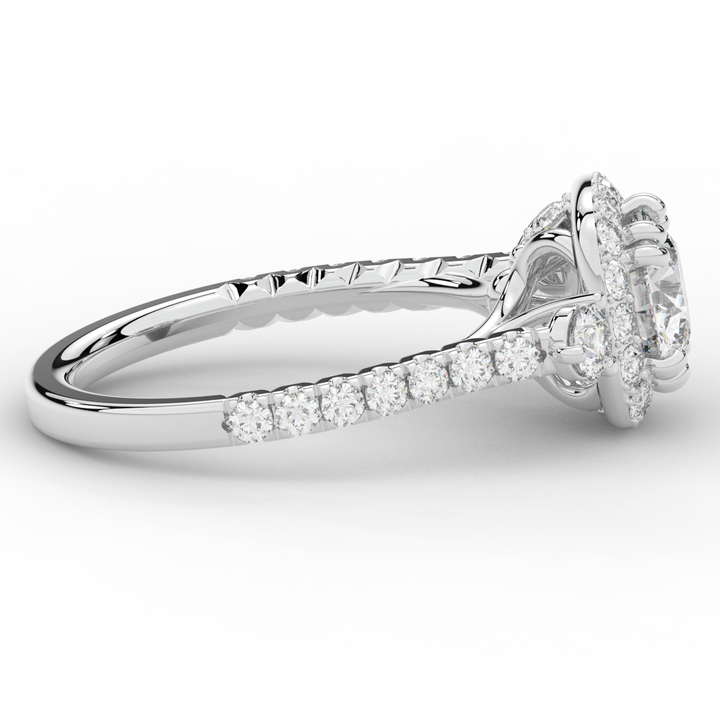 1.75CT.TW ROUND LAB DIAMOND HALO ENGAGEMENT RING - Nazarelle