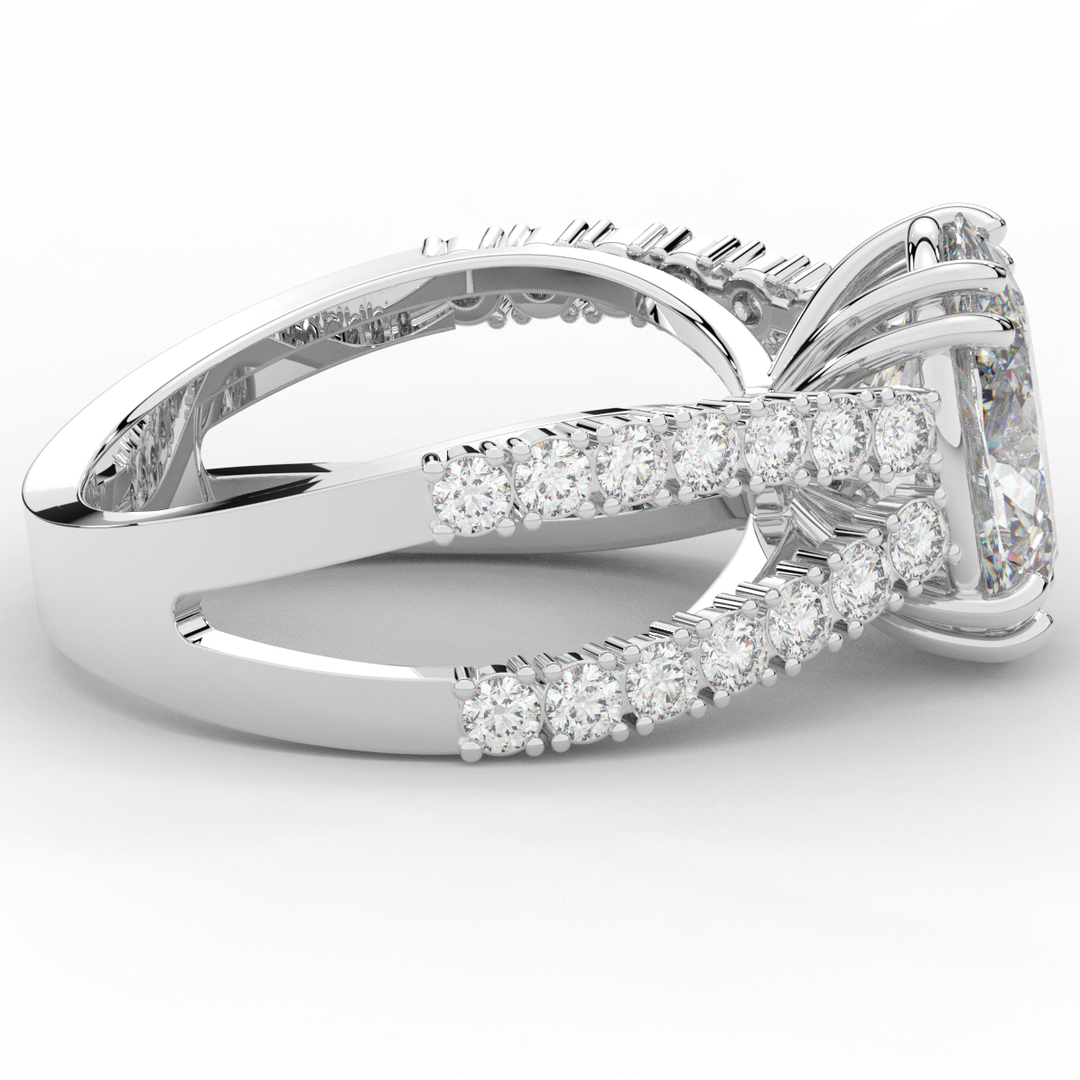 3.75CT.TW OVAL LAB DIAMOND SPLIT BAND ENGAGEMENT RING - Nazarelle
