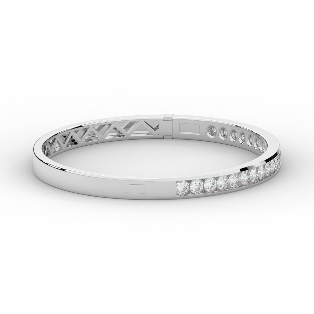 2.75CT.TW ROUND LAB CHANNEL SET DIAMOND BANGLE - Nazarelle