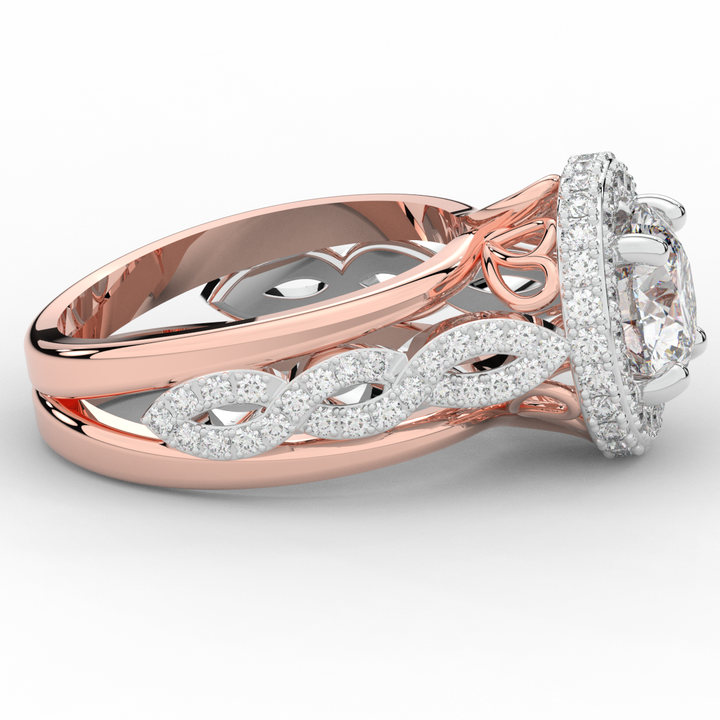 2.85CT.TW ROUND LAB DIAMOND HALO TWO TONE ENGAGEMENT RING - Nazarelle
