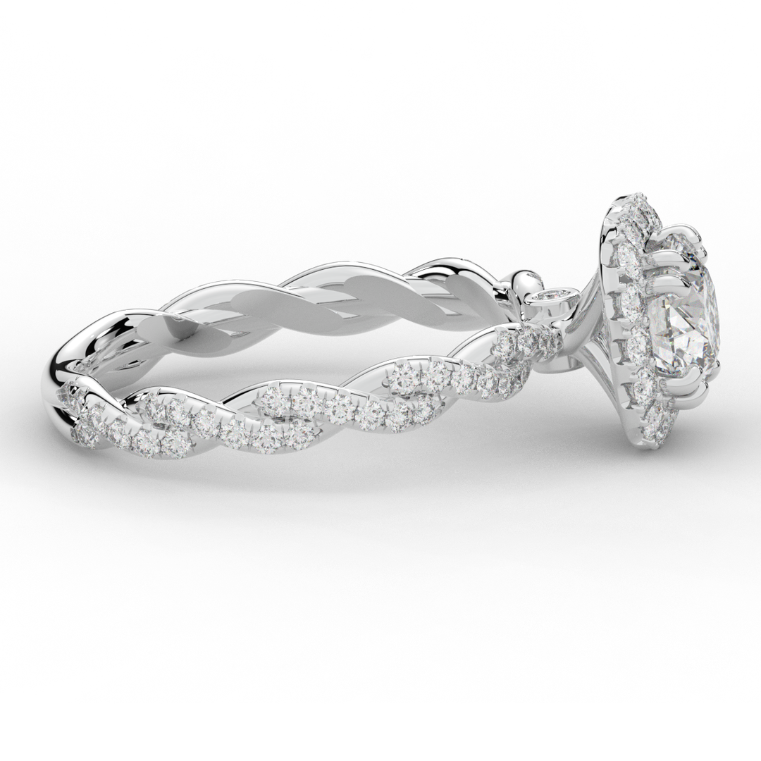 1.55CT.TW ROUND LAB DIAMOND HALO TWIST ENGAGEMENT RING - Nazarelle