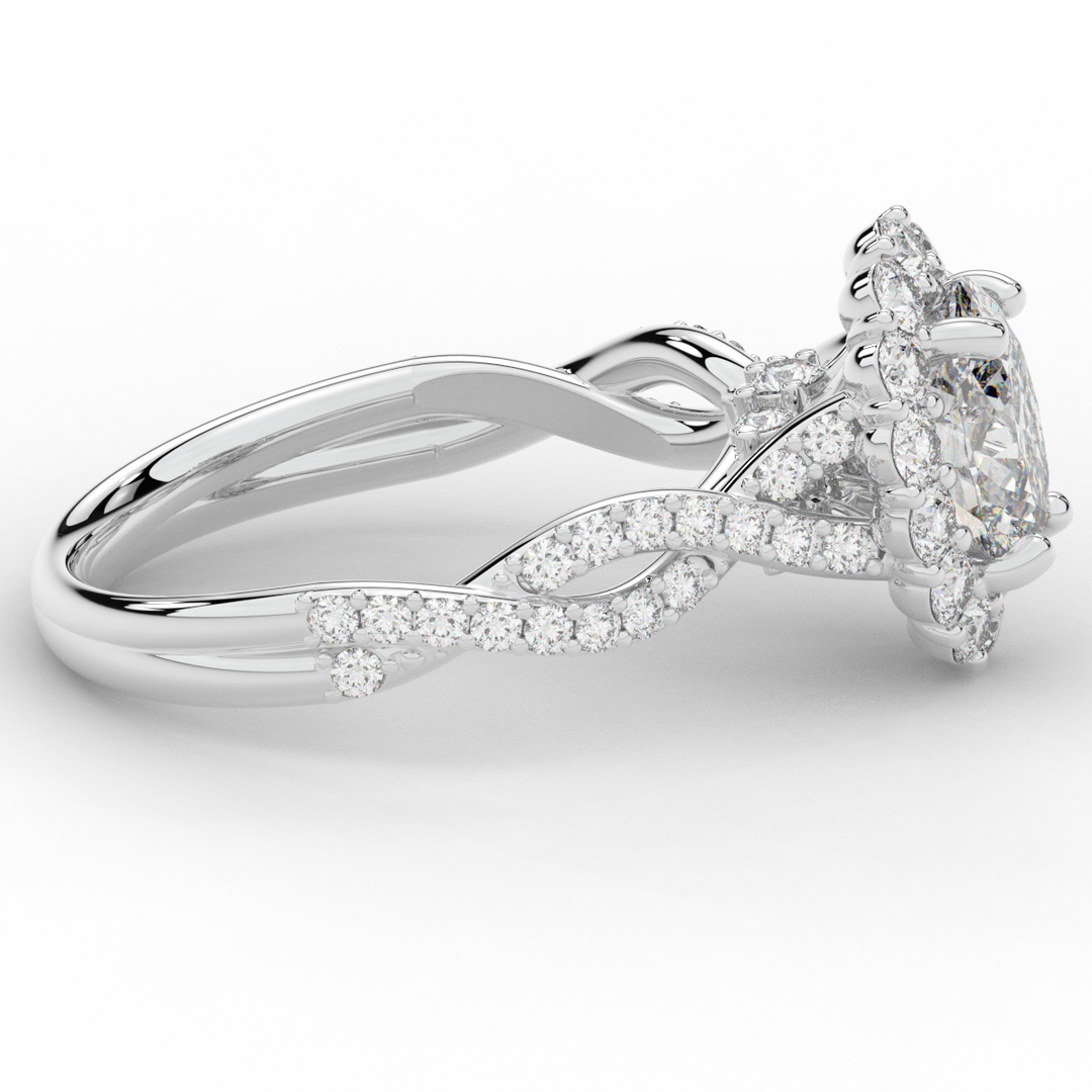 1.75CT.TW OVAL LAB DIAMOND HALO TWIST BAND ENGAGEMENT RING - Nazarelle