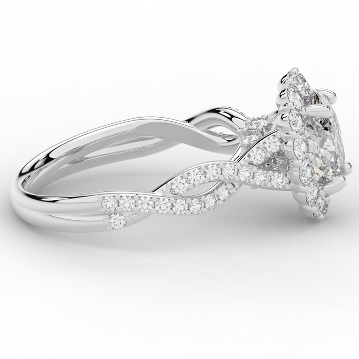 1.75CT.TW OVAL LAB DIAMOND HALO TWIST BAND ENGAGEMENT RING - Nazarelle