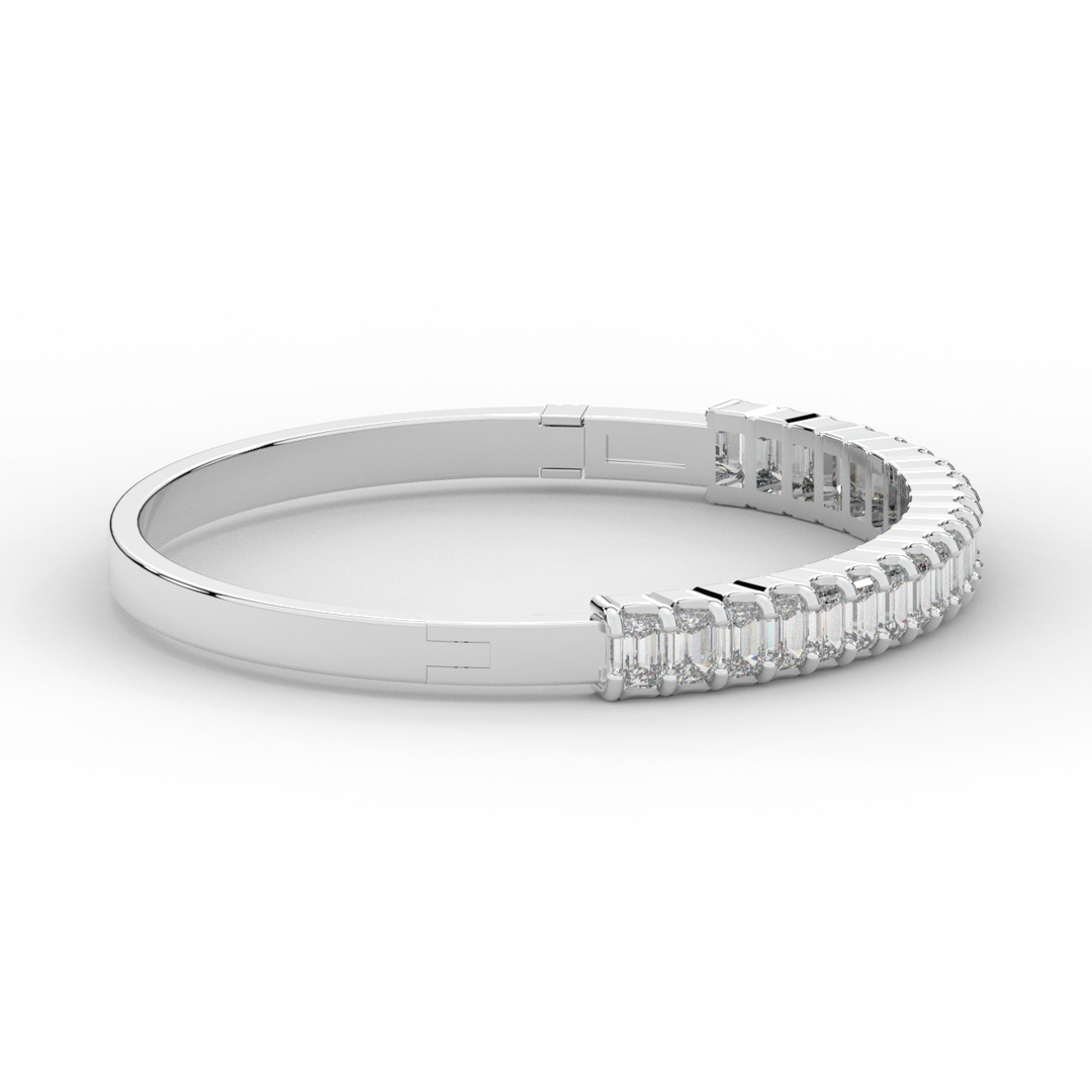 6.50CT.TW EMERALD CUT LAB DIAMOND BANGLE - Nazarelle