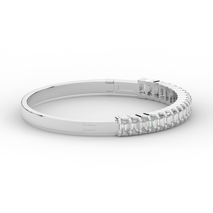 6.50CT.TW EMERALD CUT LAB DIAMOND BANGLE - Nazarelle