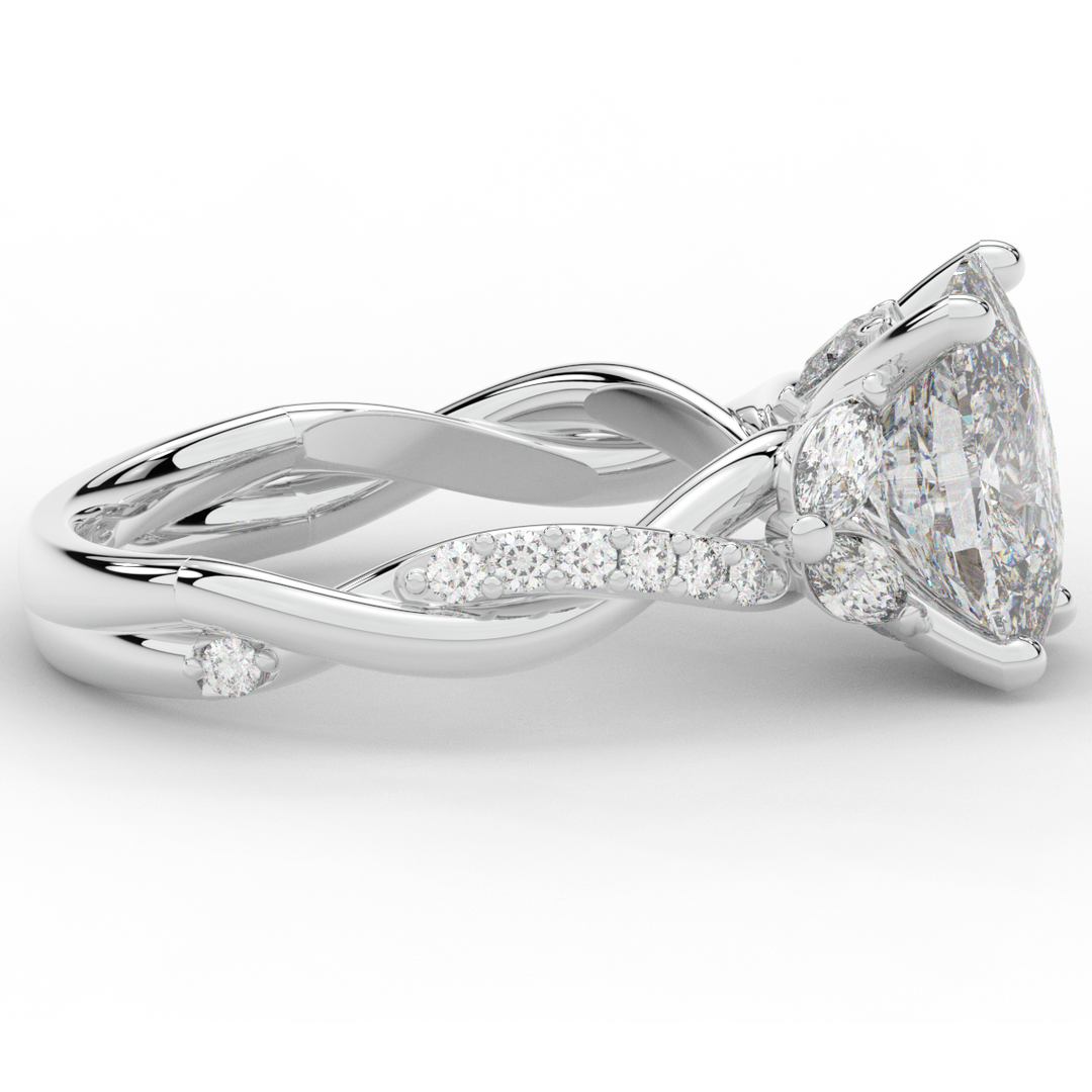 2.40CT.TW CUSHION LAB DIAMOND TWIST BAND ENGAGEMENT RING - Nazarelle