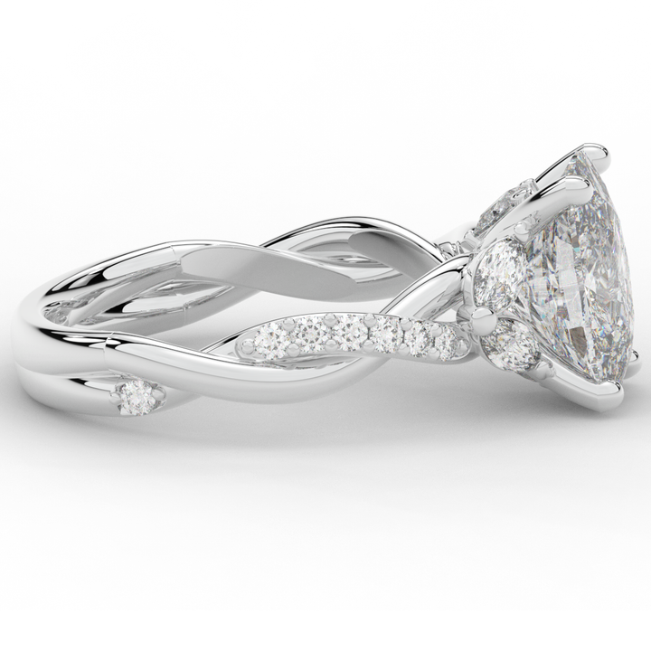 2.40CT.TW CUSHION LAB DIAMOND TWIST BAND ENGAGEMENT RING - Nazarelle