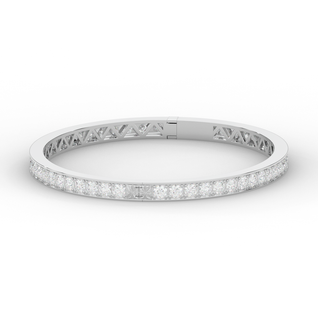 5.10CT.TW ROUND LAB DIAMOND BANGLE - Nazarelle