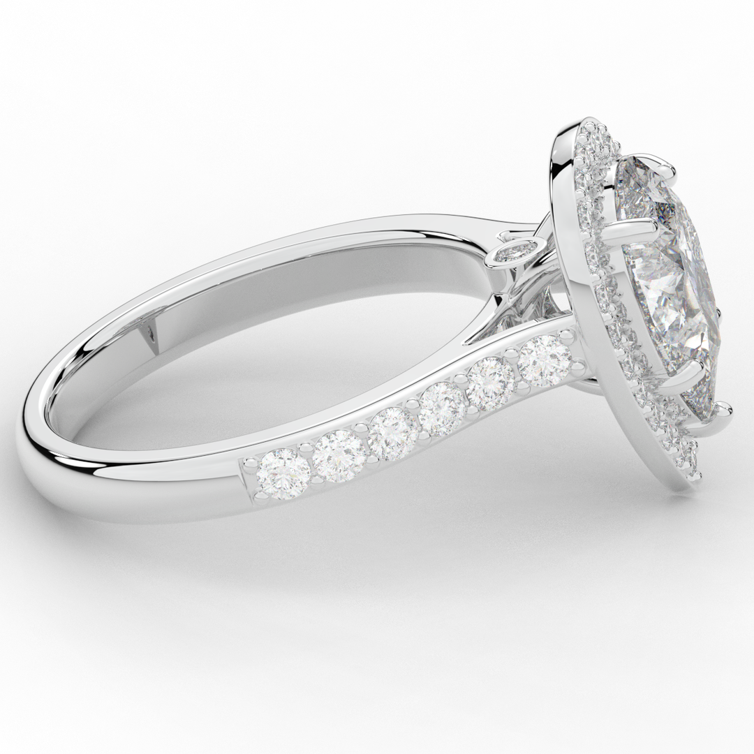 2.50CT.TW PEAR LAB DIAMOND HALO ENGAGEMENT RING - Nazarelle