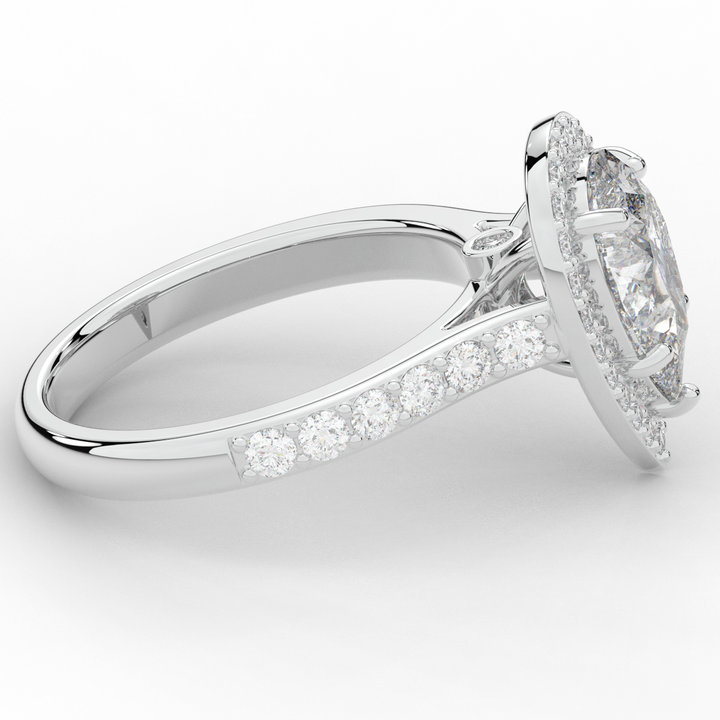 2.50CT.TW PEAR LAB DIAMOND HALO ENGAGEMENT RING - Nazarelle