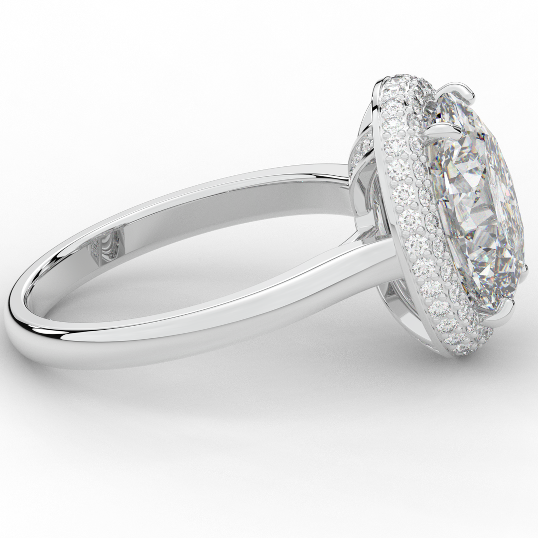 4.40CT.TW OVAL LAB DIAMOND HALO ENGAGEMENT RING - Nazarelle