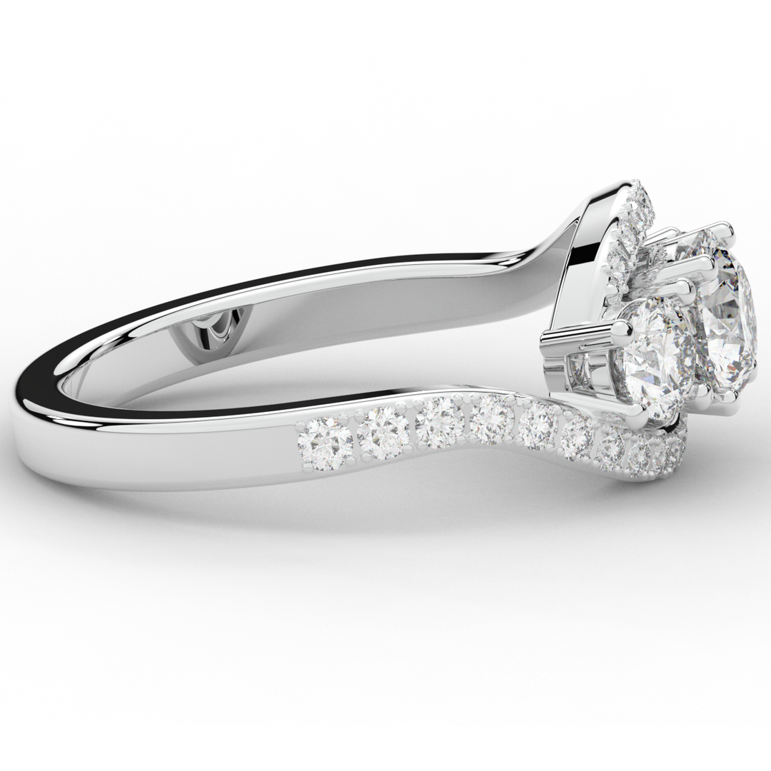 1.65CT.TW ROUND LAB DIAMOND TWIST HALO ENGAGEMENT RING - Nazarelle