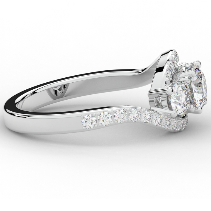 1.65CT.TW ROUND LAB DIAMOND TWIST HALO ENGAGEMENT RING - Nazarelle