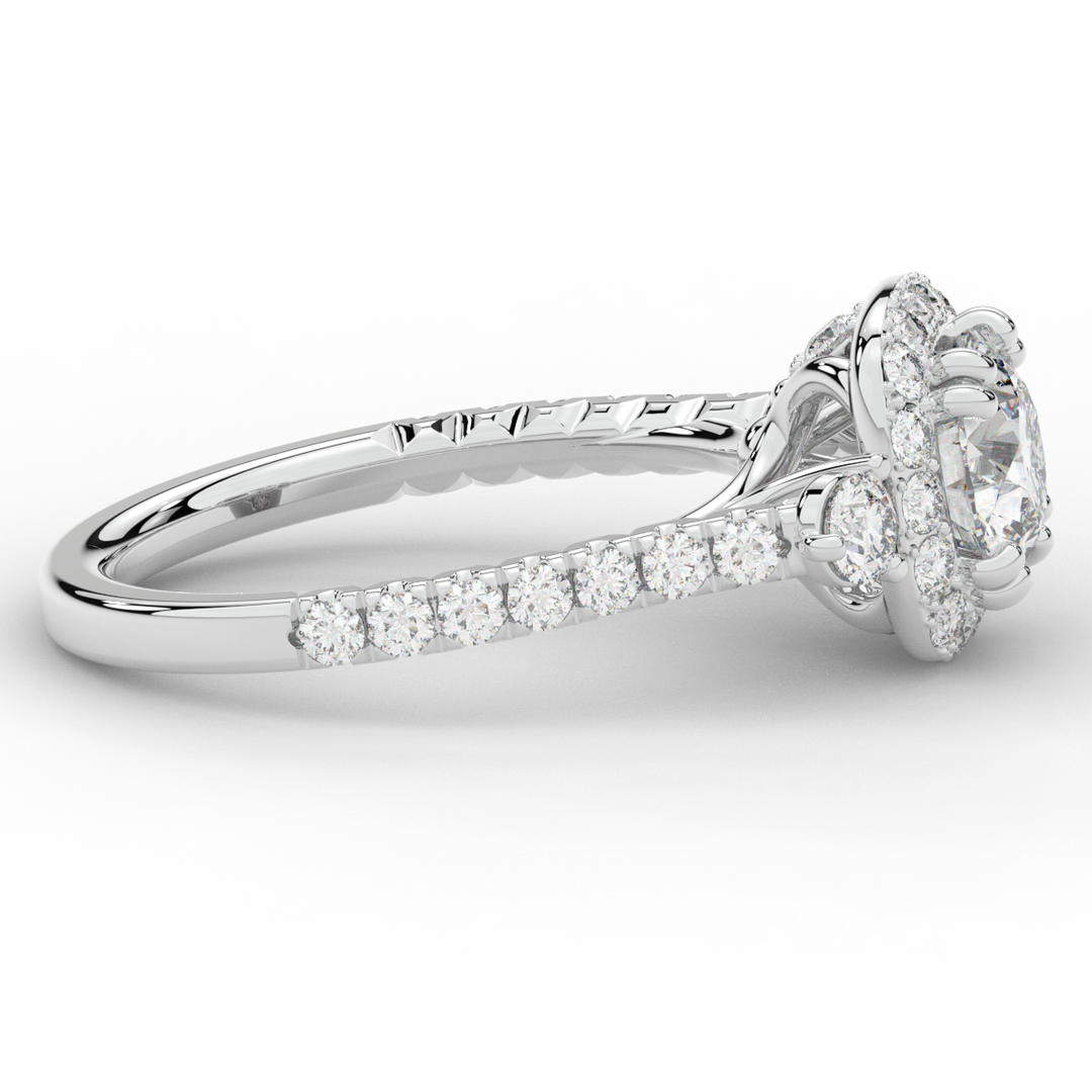 1.75CT.TW ROUND LAB DIAMOND HALO ENGAGEMENT RING - Nazarelle
