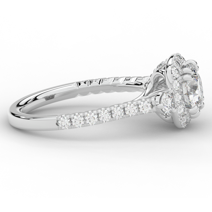 1.75CT.TW ROUND LAB DIAMOND HALO ENGAGEMENT RING - Nazarelle