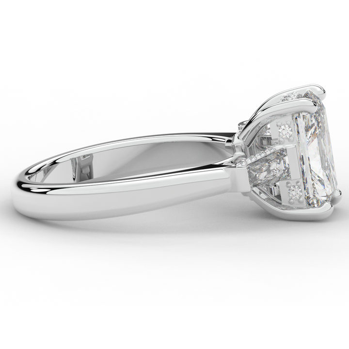 3.45CT.TW RADIANT LAB DIAMOND 3 STONE ENGAGEMENT RING - Nazarelle