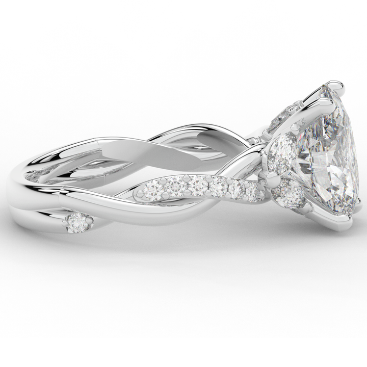 2.40CT.TW OVAL LAB DIAMOND TWIST ENGAGEMENT RING - Nazarelle