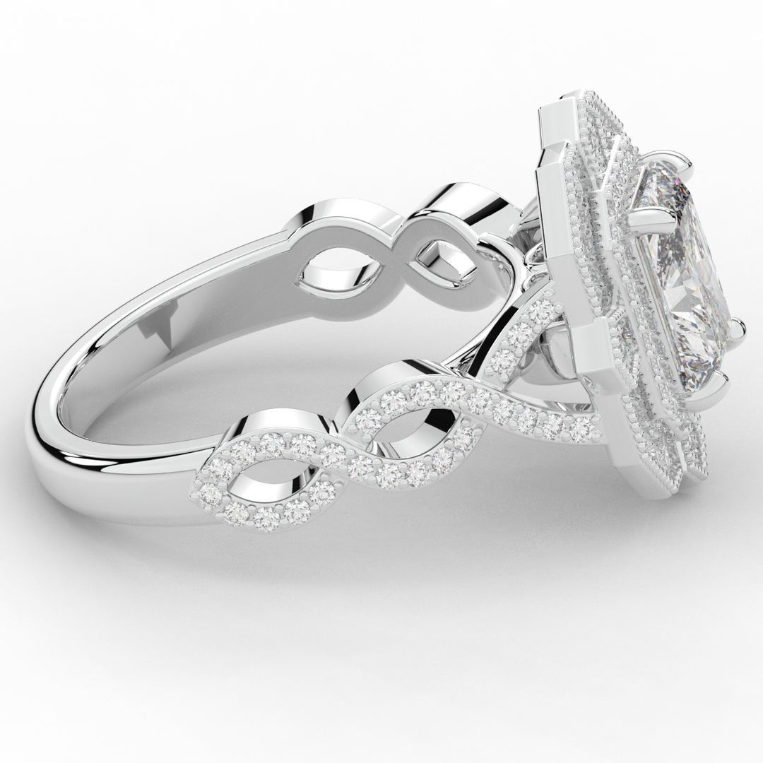 1.90CT.TW RADIANT LAB DIAMOND HALO ENGAGEMENT RING - Nazarelle