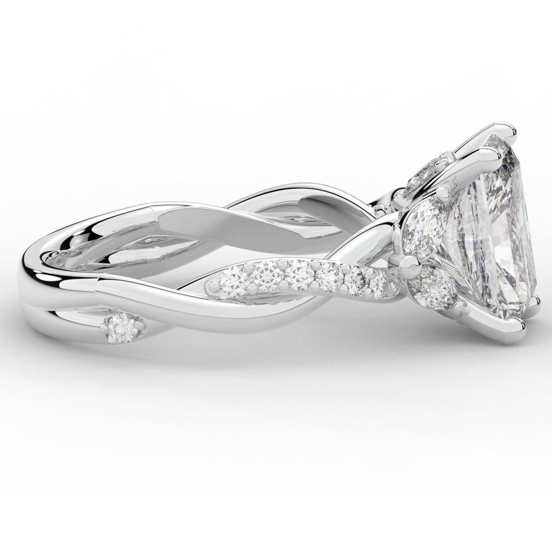 2.40CT.TW RADIANT LAB DIAMOND TWIST BAND ENGAGEMENT RING - Nazarelle
