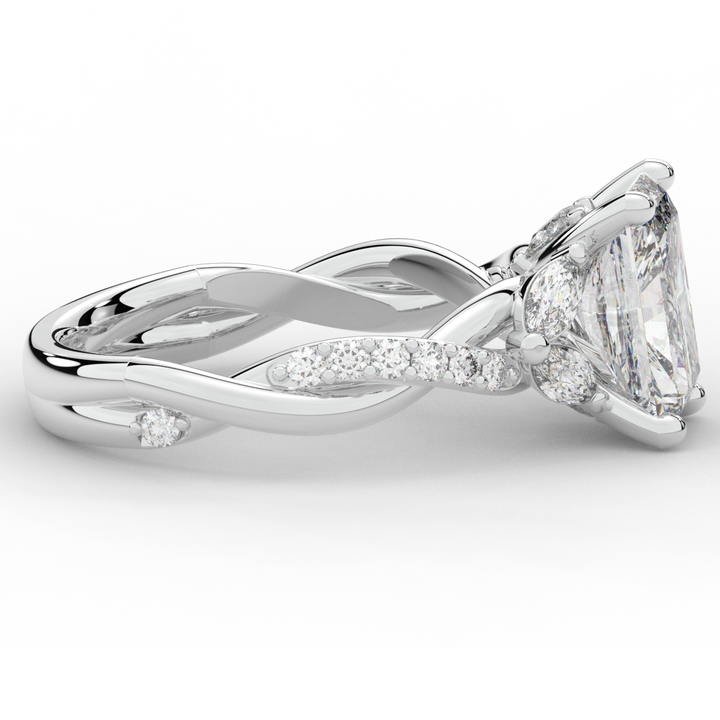 2.40CT.TW RADIANT LAB DIAMOND TWIST BAND ENGAGEMENT RING - Nazarelle