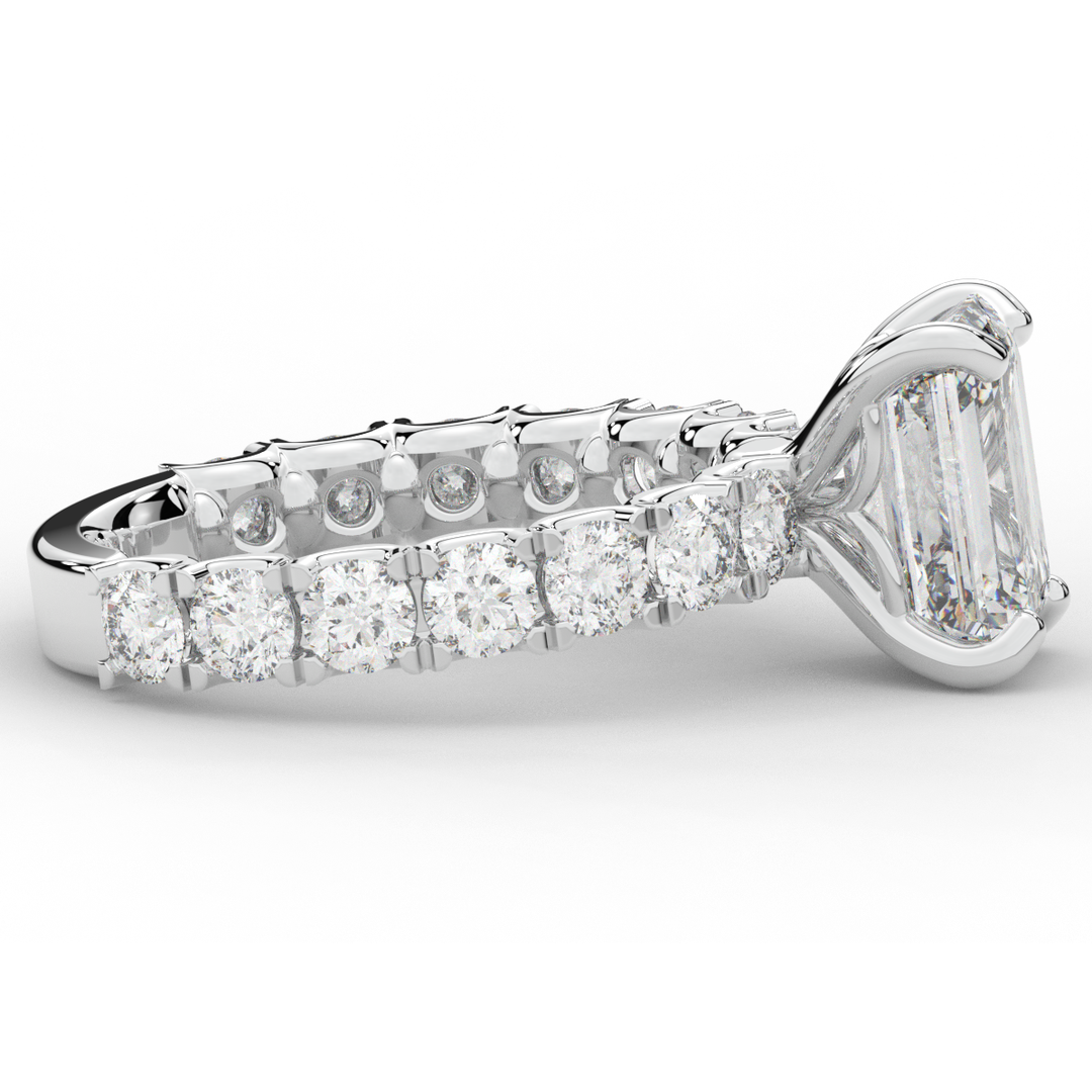 4.35CT.TW EMERALD CUT LAB DIAMOND ENGAGEMENT RING - Nazarelle