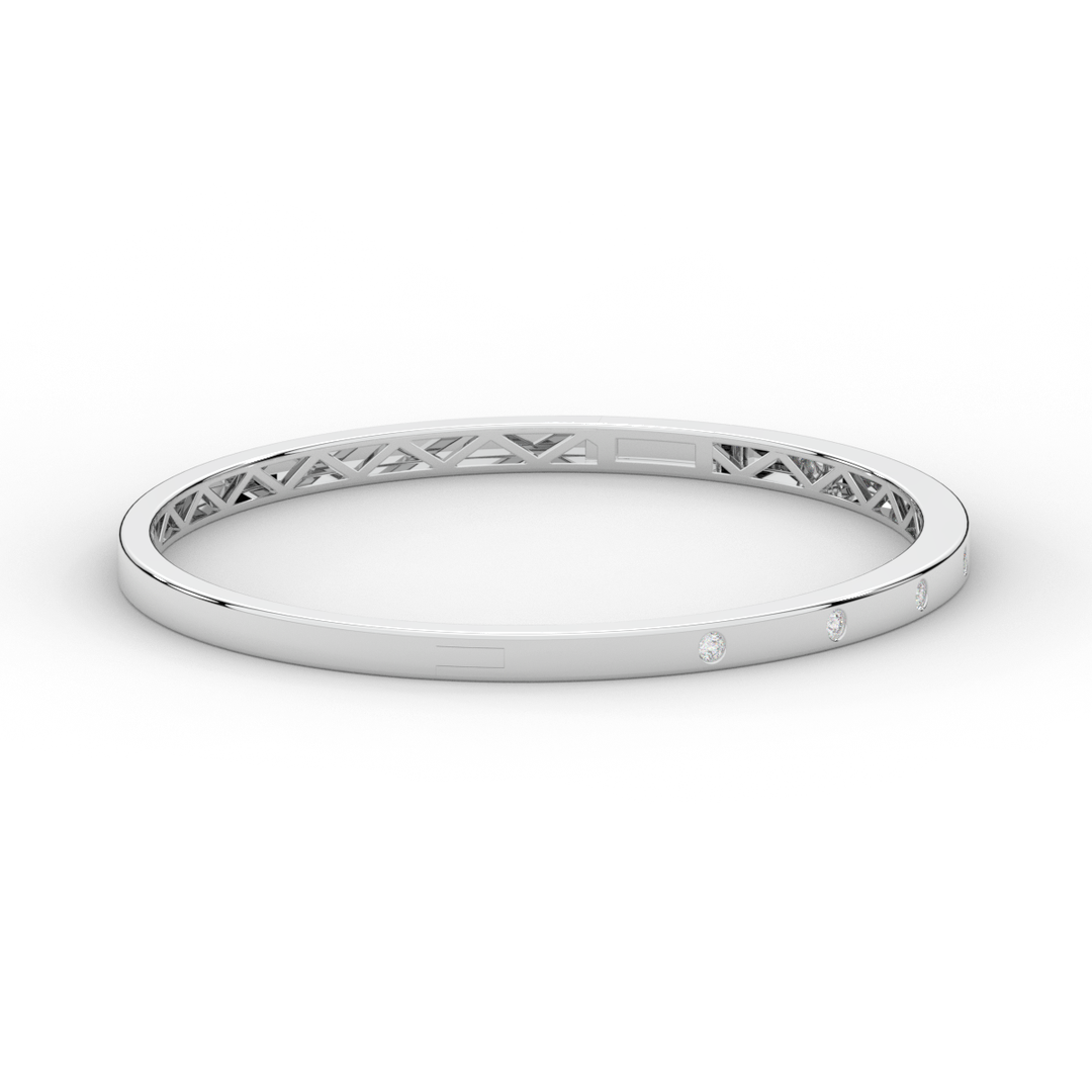 0.15CT.TW ROUND LAB BEZEL SET DIAMOND BANGLE - Nazarelle