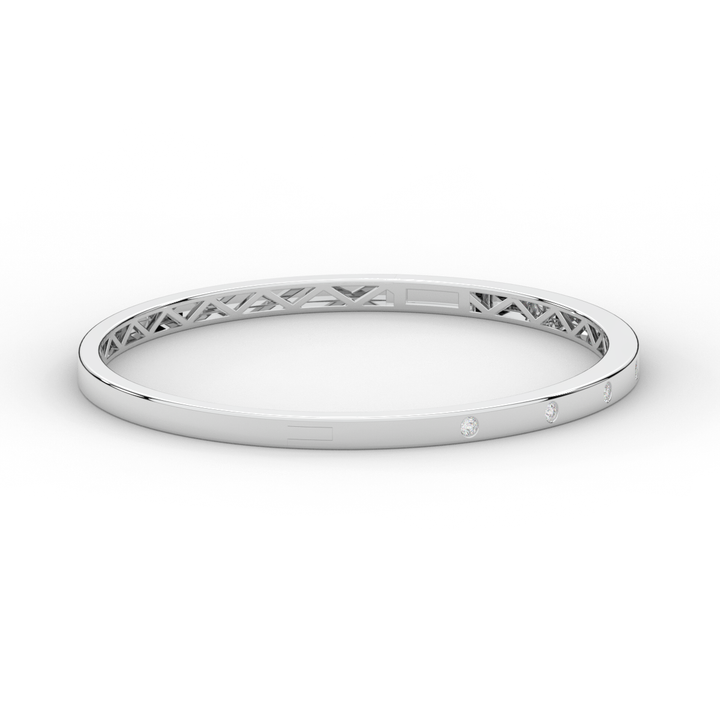 0.15CT.TW ROUND LAB BEZEL SET DIAMOND BANGLE - Nazarelle