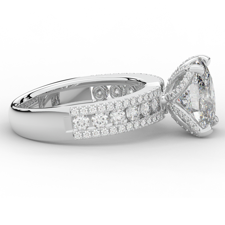 3.95CT.TW CUSHION LAB DIAMOND SOLITAIRE ENGAGEMENT RING - Nazarelle