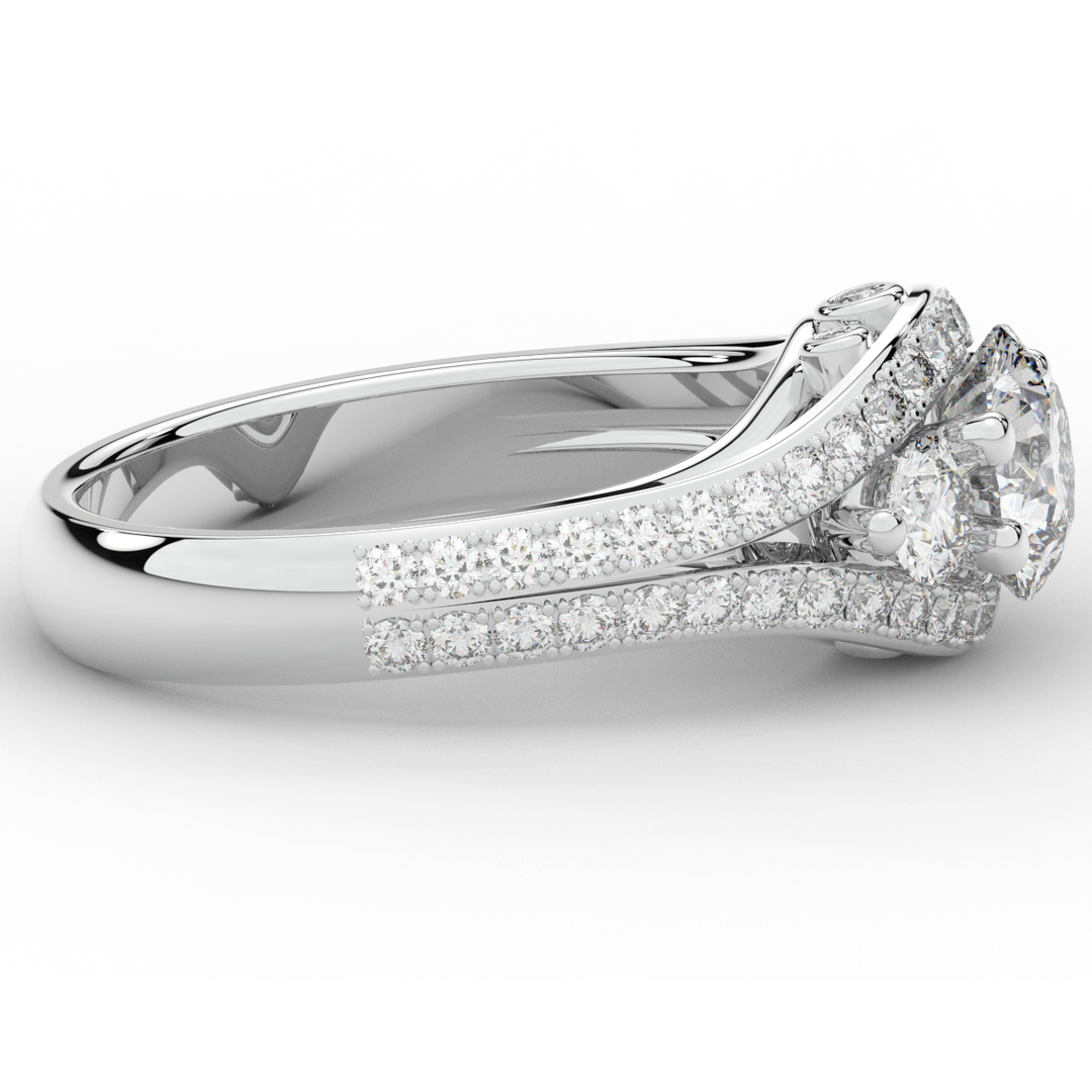 1.90CT.TW ROUND LAB DIAMOND THREE STONE ENGAGEMENT RING - Nazarelle
