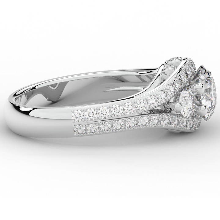 1.90CT.TW ROUND LAB DIAMOND THREE STONE ENGAGEMENT RING - Nazarelle