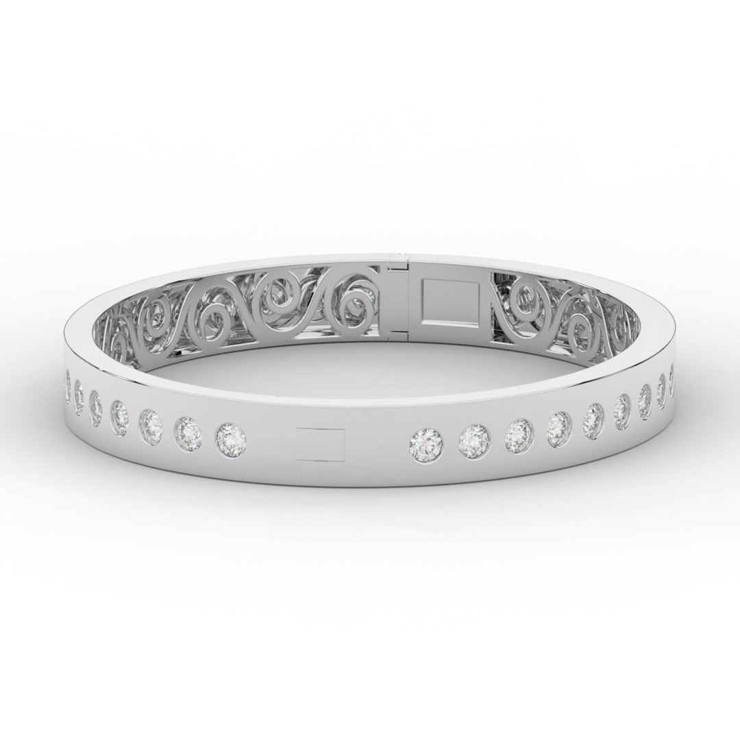 4.50CT.TW ROUND LAB DIAMOND ETERNITY BEZEL SET BANGLE - Nazarelle