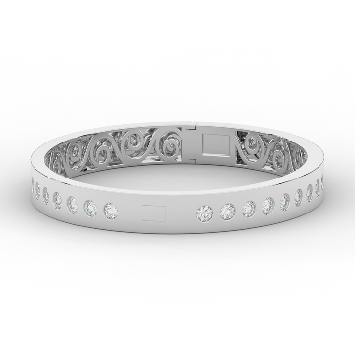 4.50CT.TW ROUND LAB DIAMOND ETERNITY BEZEL SET BANGLE - Nazarelle