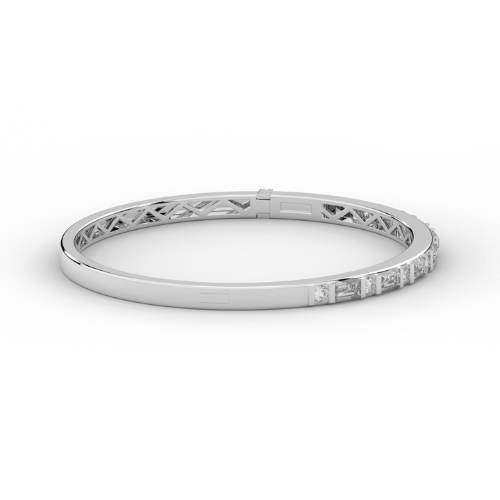 2.75CT.TW ROUND AND EMERALD CUT LAB DIAMOND SHARED PRONG BANGLE - Nazarelle