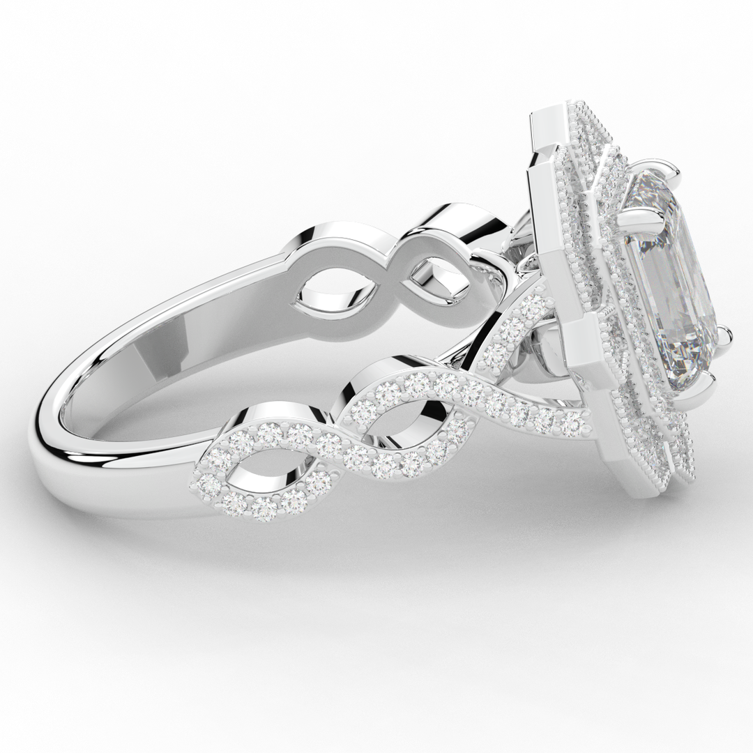 1.90CT.TW EMERALD CUT LAB DIAMOND HALO ENGAGEMENT RING - Nazarelle