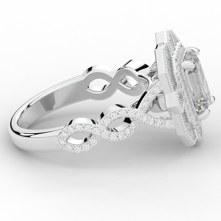 1.90CT.TW EMERALD CUT LAB DIAMOND HALO ENGAGEMENT RING - Nazarelle