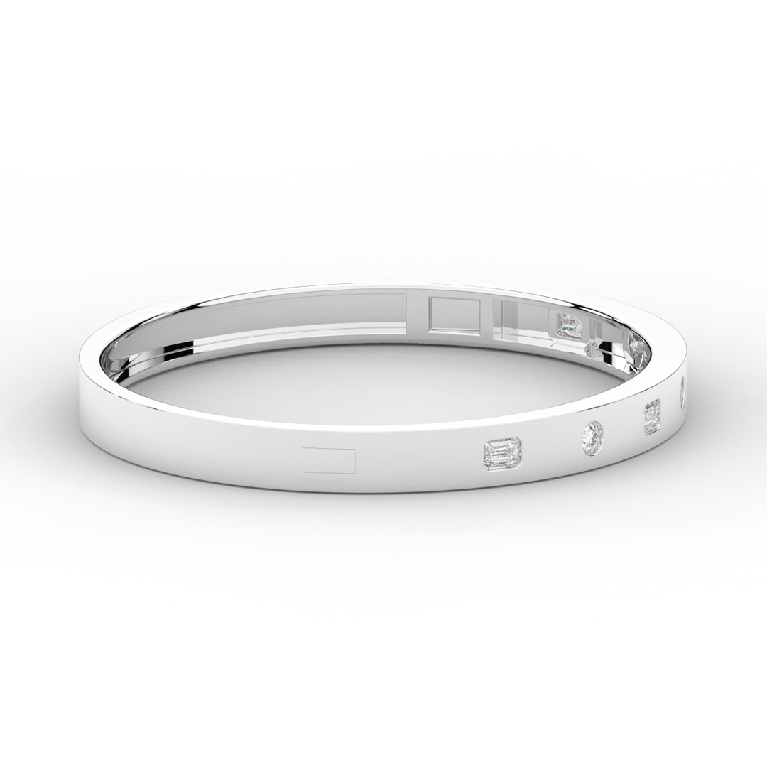 1.00CT.TW ROUND AND EMERALD CUT LAB DIAMOND BEZEL SET BANGLE - Nazarelle